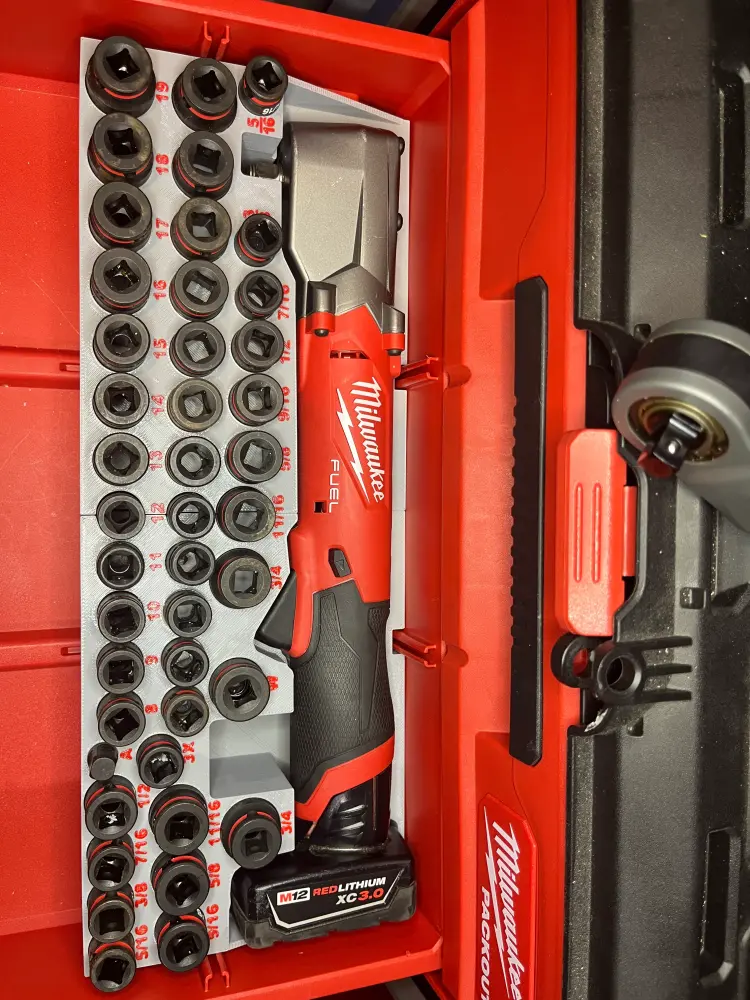 Packout Drawer Insert M12 FUEL Right Angle Impact Wrench and 43-Piece Impact Socket Adjust (RAWD) - Sidewinder Style