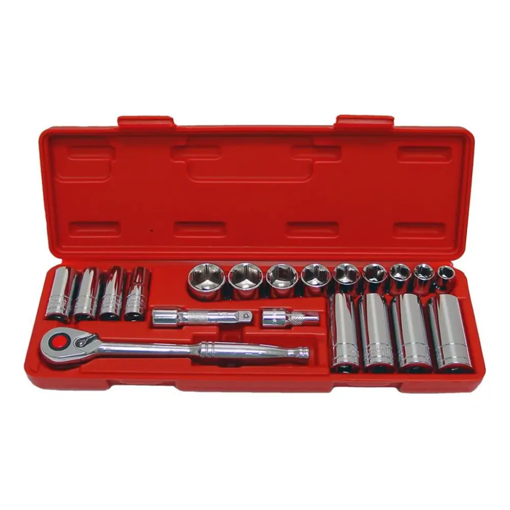 21 Piece 3/8 Inch Pro Socket Adjust SAE Automotive Repair