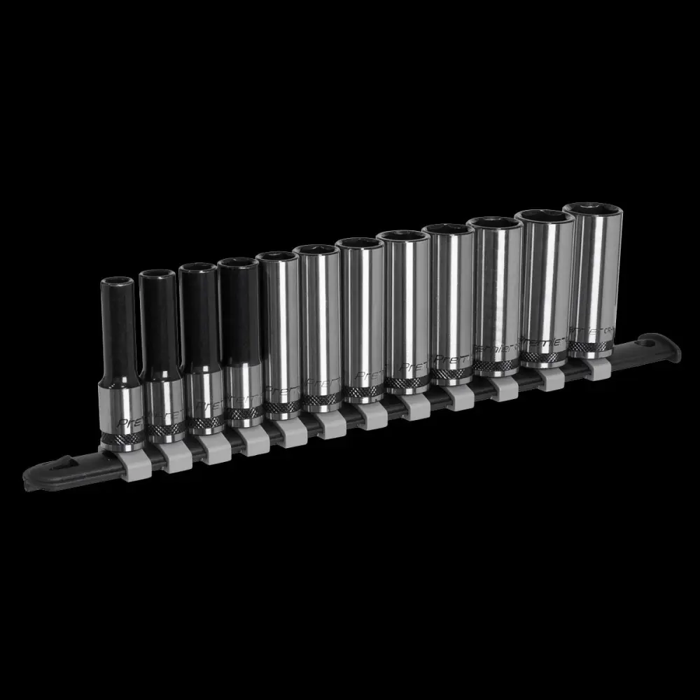 Sealey AK7993 Socket Adjust Deep 12pc 3/8"Sq Drive Metric - Black Series