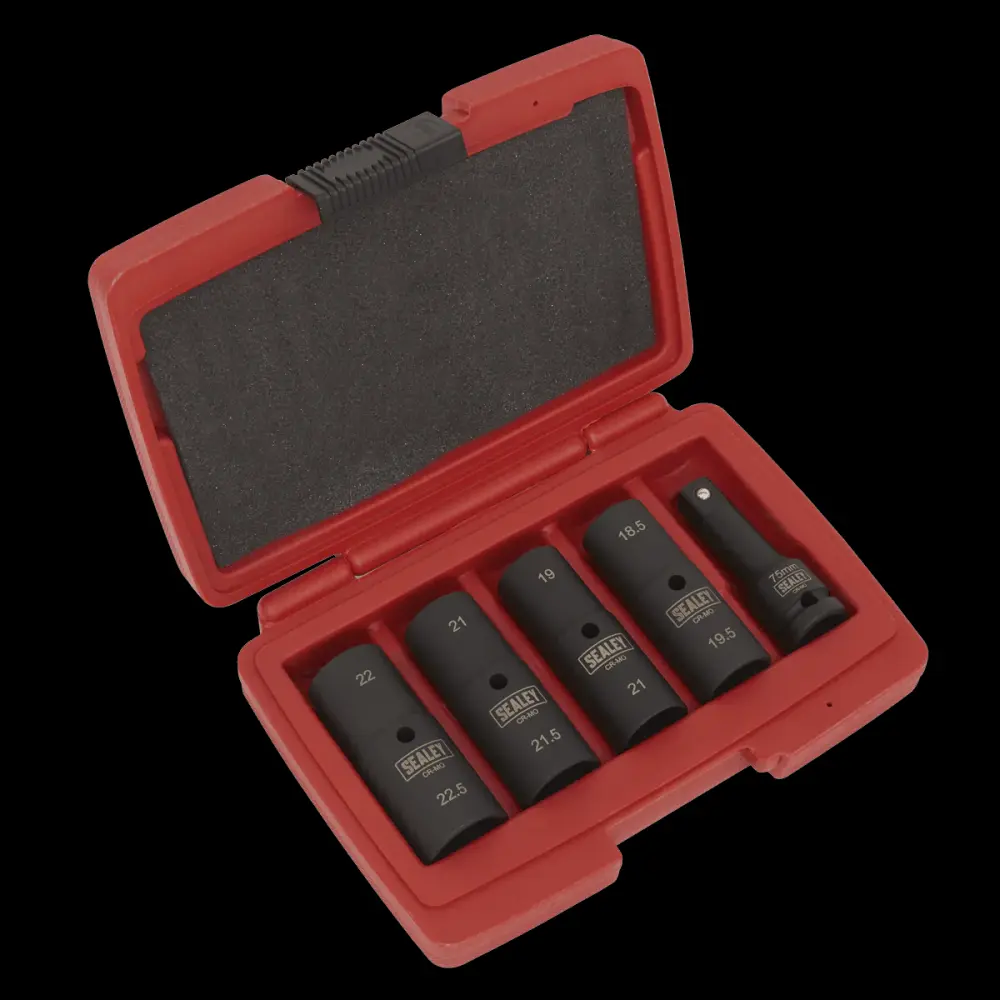 Sealey SX1820 Deep Impact Socket Set 1/2"Sq Drive 80mm Twofold Ended 18.5-22.5mm - 5pc
