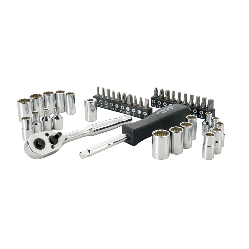 STANLEY STMT74860 Mechanics Tool Set, Chrome Vanadium Steel, Reflective, Specifications: 1/4 Drive Size