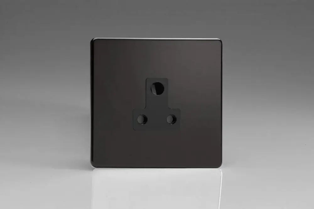 Varilight 1-Gang 5A Round Pin Plug Socket Premium Charcoal XDLRP5ABS