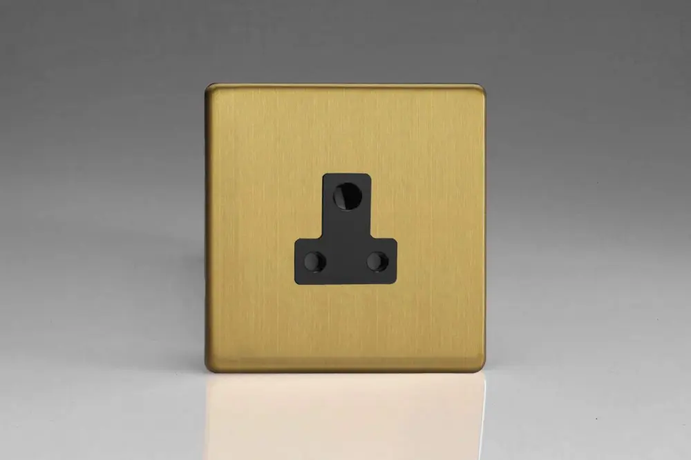 Varilight 1-Gang 5A Round Pin Plug Socket Soft-touch Brass XDBRP5ABS