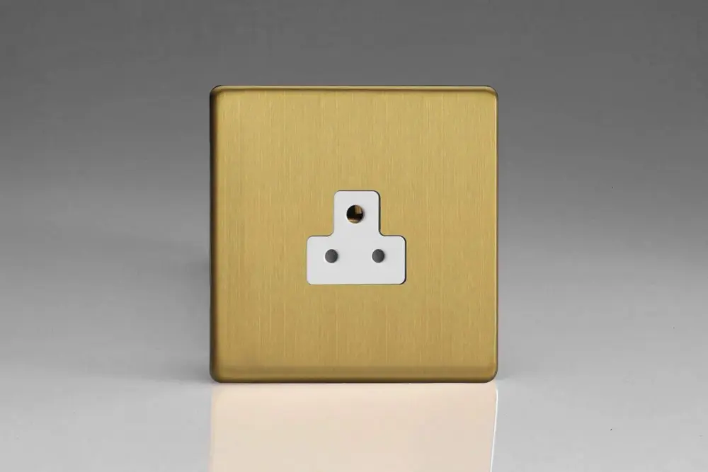 Varilight 1-Gang 2A Round Pin Socket Dimension Screwless Matte Brass XDBRP2AWS