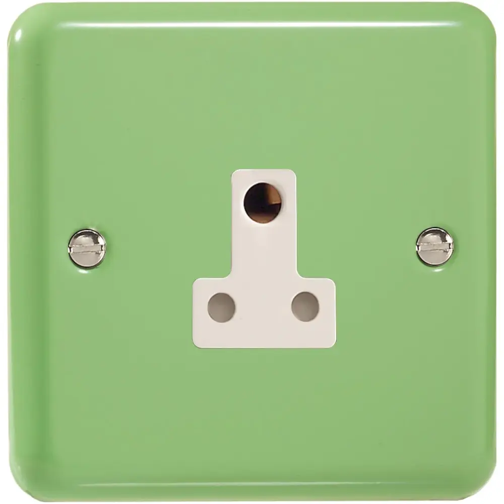 Varilight 1-Gang (Single), 5 Amp Round Pin Socket, Timeless Lily Beryl Green XYRP5AW.BG