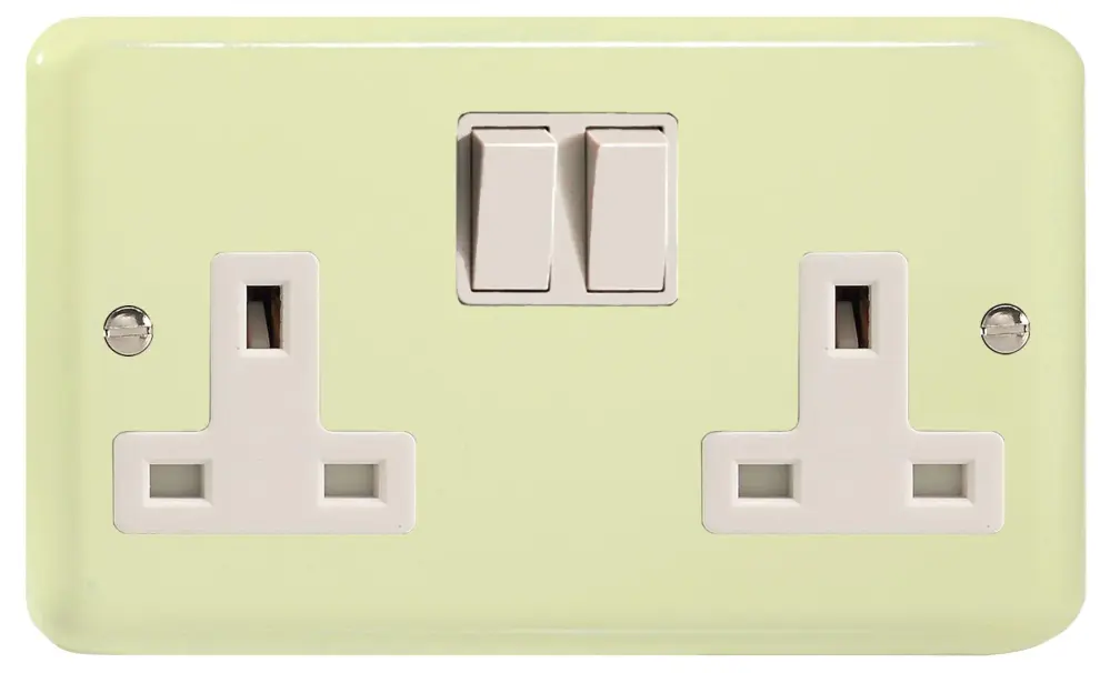 Varilight 2-Gang (Double), 13 Amp Switched Socket, Classic Lily Ivory Chocolate XY5W.WC