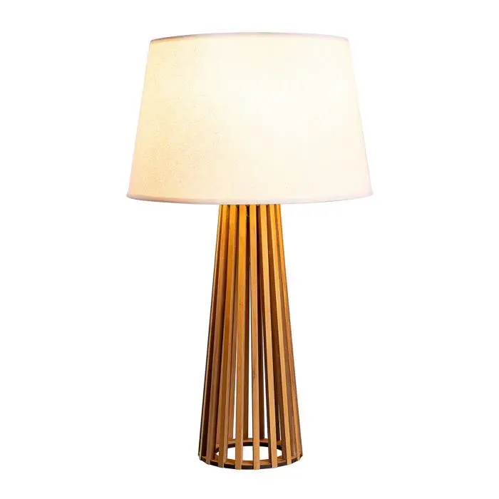 Fabric Drum Slatted Table Lamp
