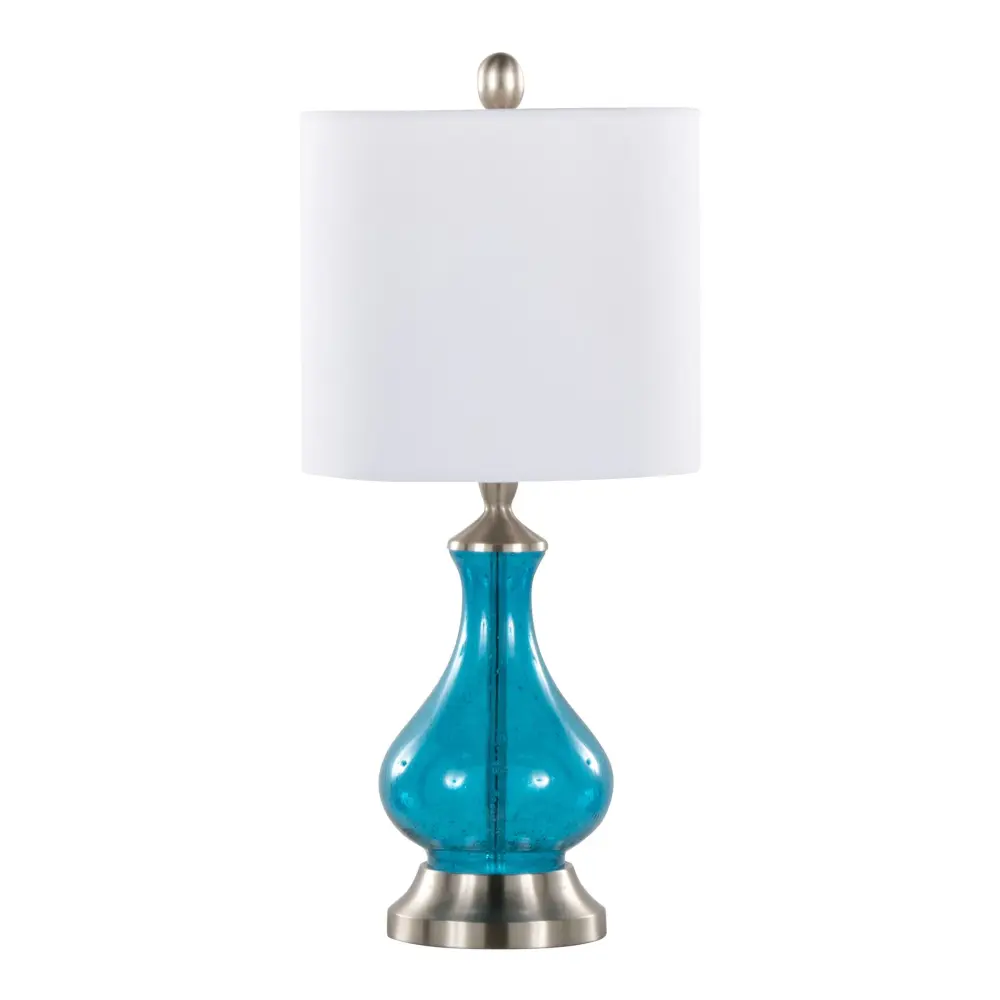 Jasmine - Contemporary Lamp - Clear Sapphire Blue Seeded / Nickel / Ivory