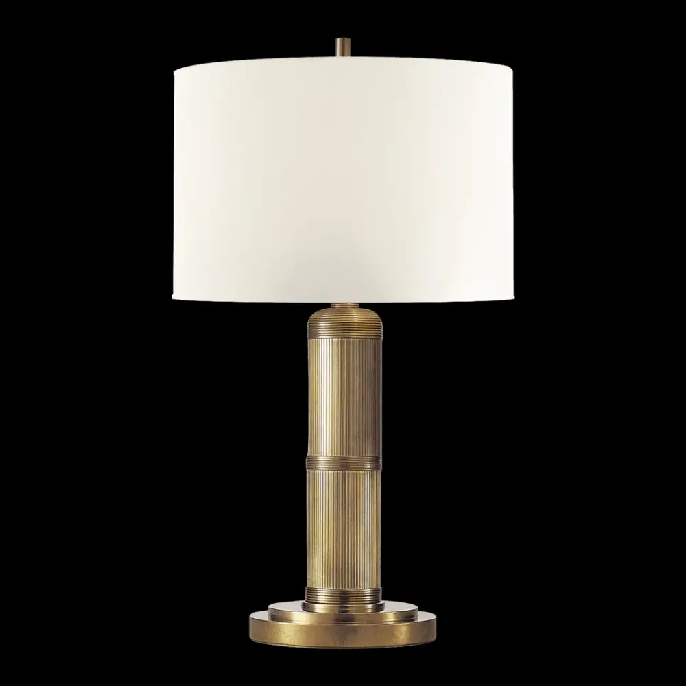 Longacre Small Table Lamp - Antique Warm alloy Linen Shade | Dimmable | E26 Base