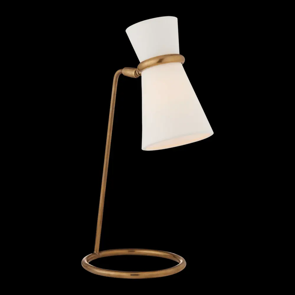 Premium Crystal Clarkson Table Lamp - Antique Brass Flax Shade