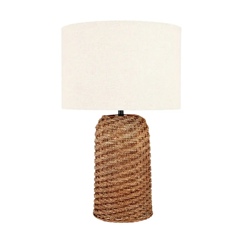 Tiffany Style Andros Woven Seagrass Table Lamp - Chocolate