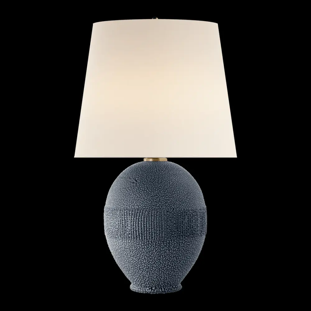 Toulon Table Lamp - Beaded Navy Linen Shade