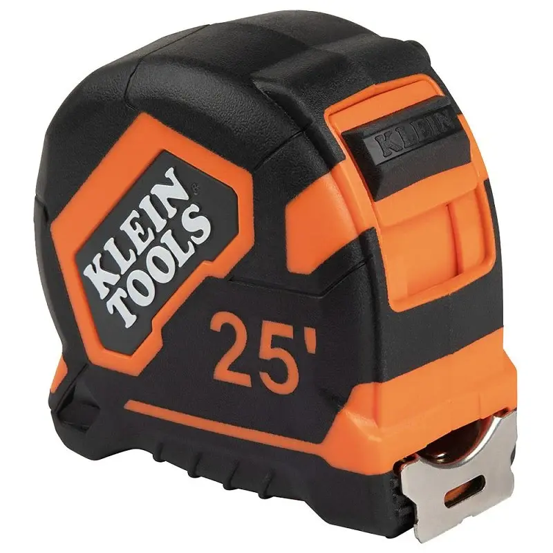 Klein Tools 9125 Tape Measure, 25 ft L Blade, 1 W Blade, Metal Blade, ABS Case, Black/Orange Case