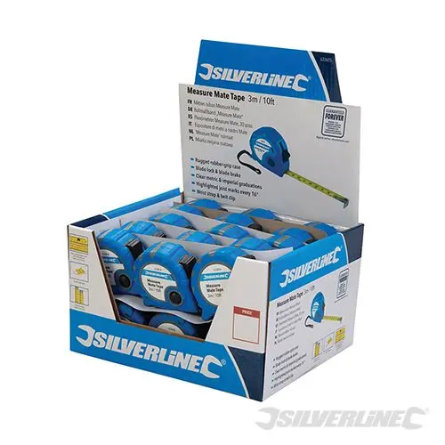 Silverline Measure Mate Tape Display Box 30pce 3m / 10ft x 16mm - 633625