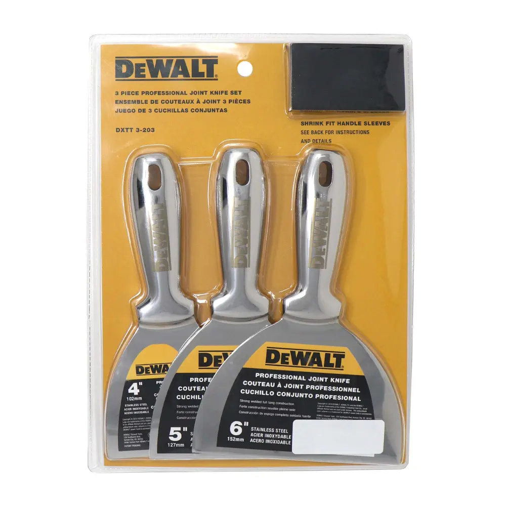 DeWalt Commercial Stainless Steel Joint Knife Set Handle Grips DXTT-3-203