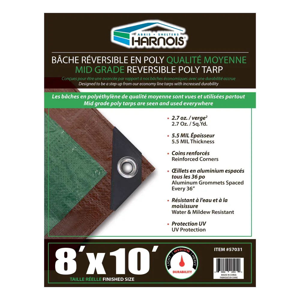 Mid Grade Convertible Poly Tarps, 8' x 10'