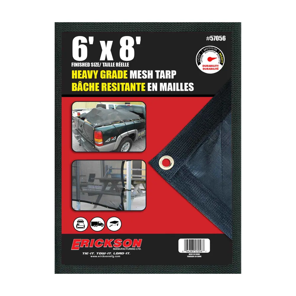 Solid Grade Black Mesh Tarps, 6' x 8'