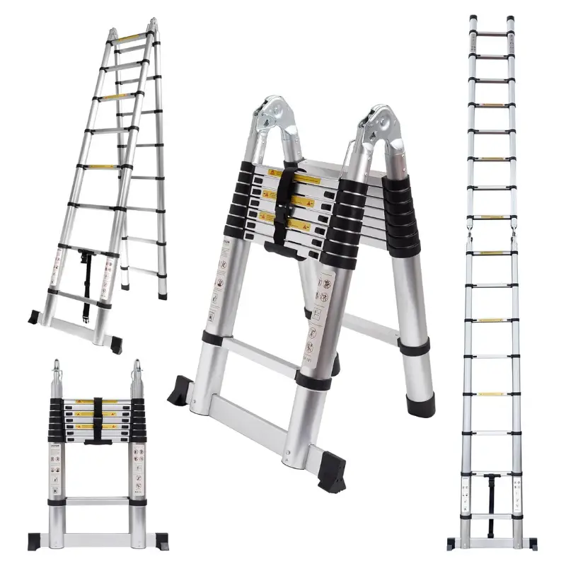 Aluminum Telescopic Folding Ladder | -Type Multi-Purpose Extendable Ladder | Heavy Duty Non-Slip Portable Ladder Home & Work