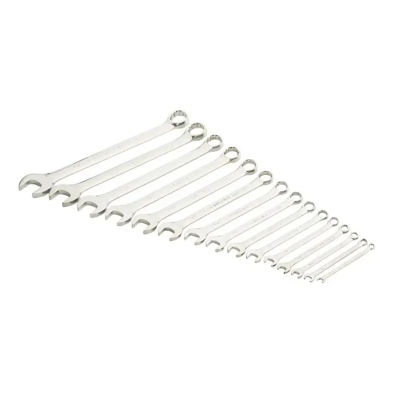 GearWrench 81901 Wrench Set, 15 -Piece, Alloy Steel, Complete Polish Chrome, Specifications: SAE Measurement
