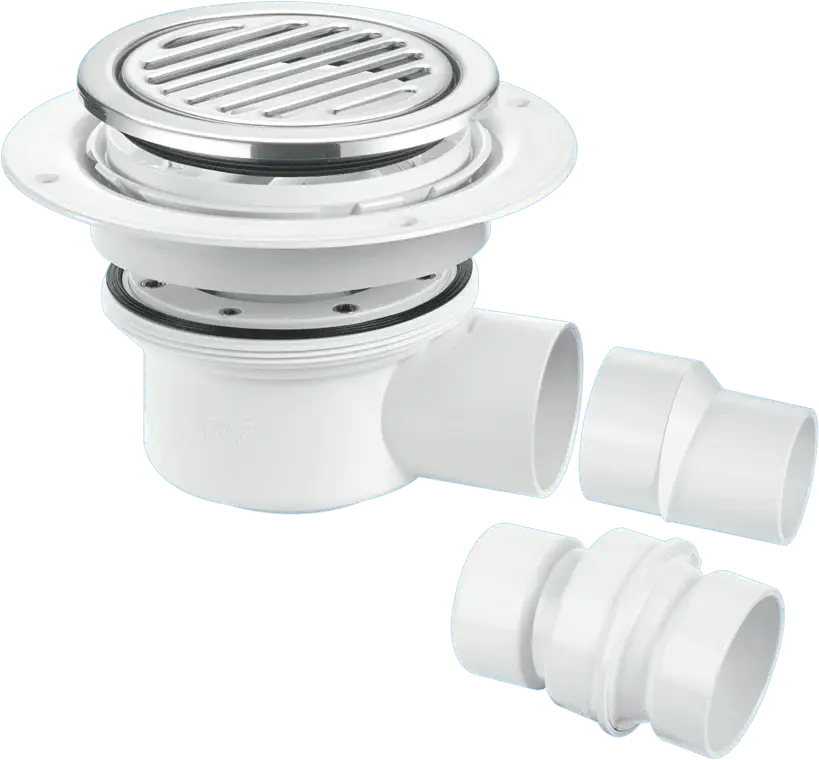 McAlpine TSG52-R125SS Two Piece 50mm Water Seal Trapped Gully, Tile/Grating washable Grid, 2" Horizontal Outlet and 2" x 1...