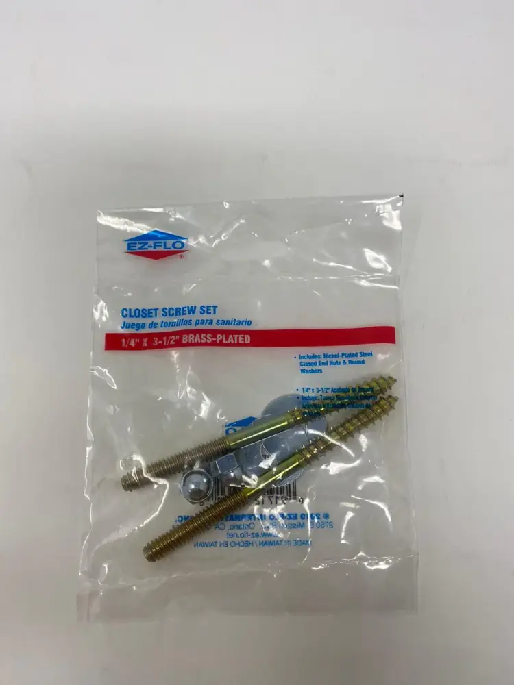 Ez-Flo 1/4" x 3 1/2" Toilet Bowl to Floor Screw Adjust (Tall) 40031
