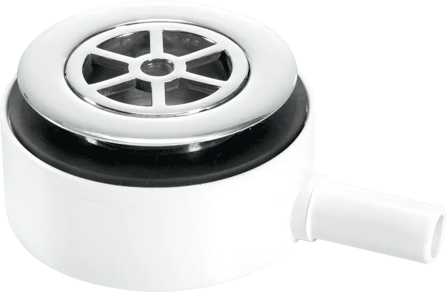 McAlpine UPSW-3 Pumped Shower Waste Outlet: 70mm Shiny metal Plated Brass Flange Top Access x 15mm Plain Tail Outlet Reinf...
