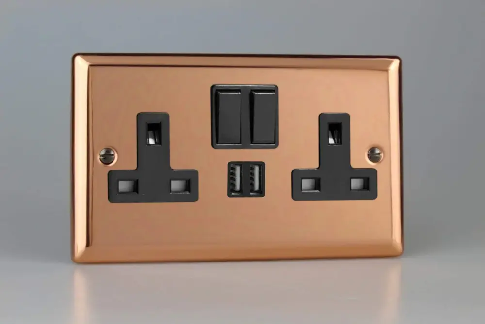 Varilight SKT SW 2-Gang 13A +2 USB