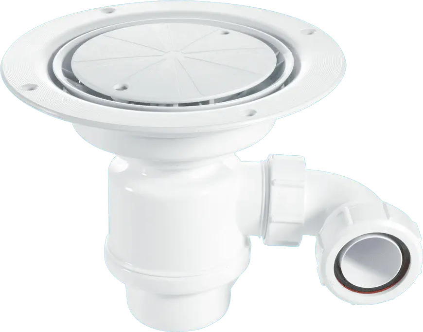 McAlpine TSG1WH-STW2R 50mm Water Seal Resealing Trap 1½" x 90° Pivot Multifit Outlet Bend, White Plastic Clamp Ring and ...