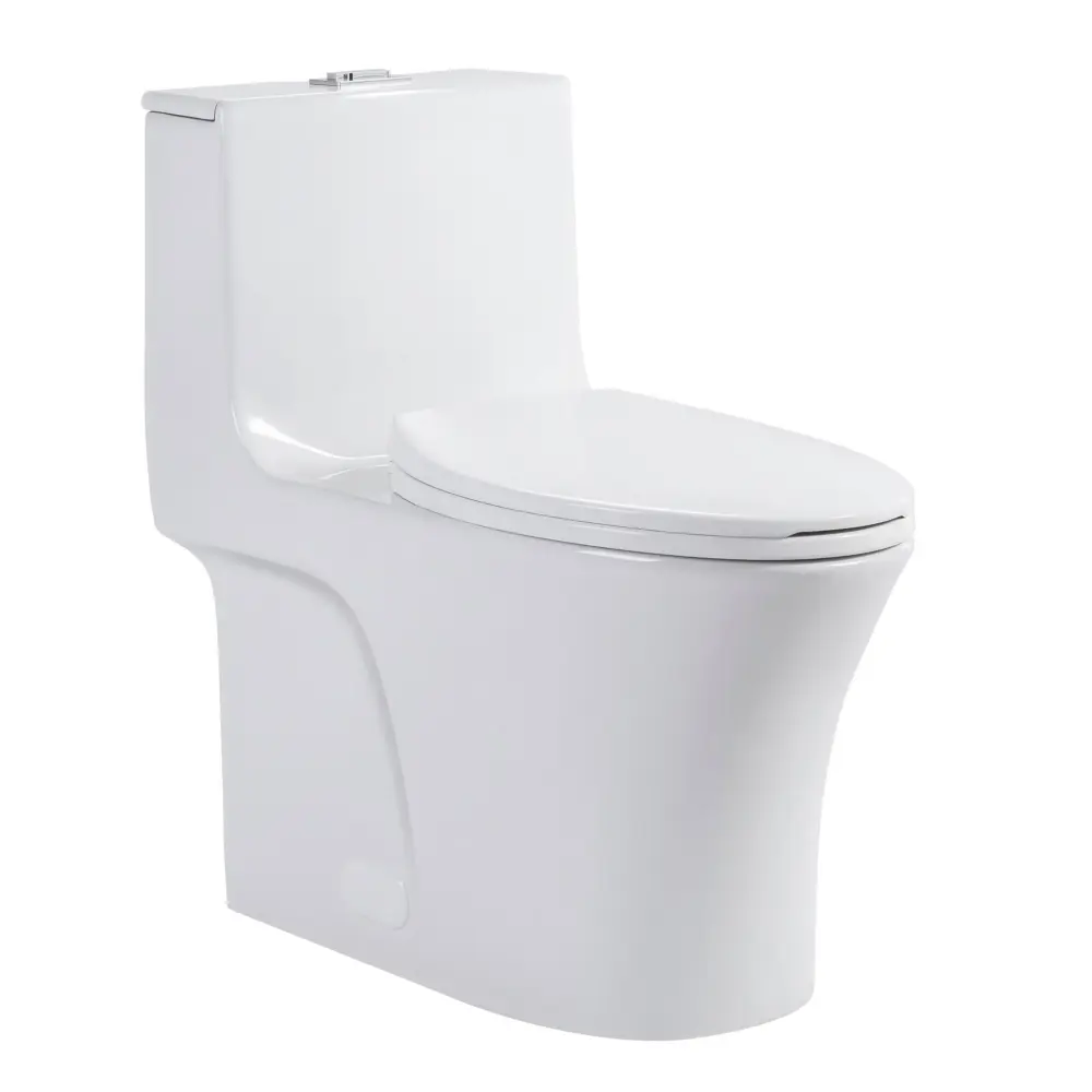 Elegant One Piece Toilet Tornado Two-part Flush, Siphonic S Trap 12", Soft Close Seat, Dual Flush, Ada Height, Glossy - Gl...