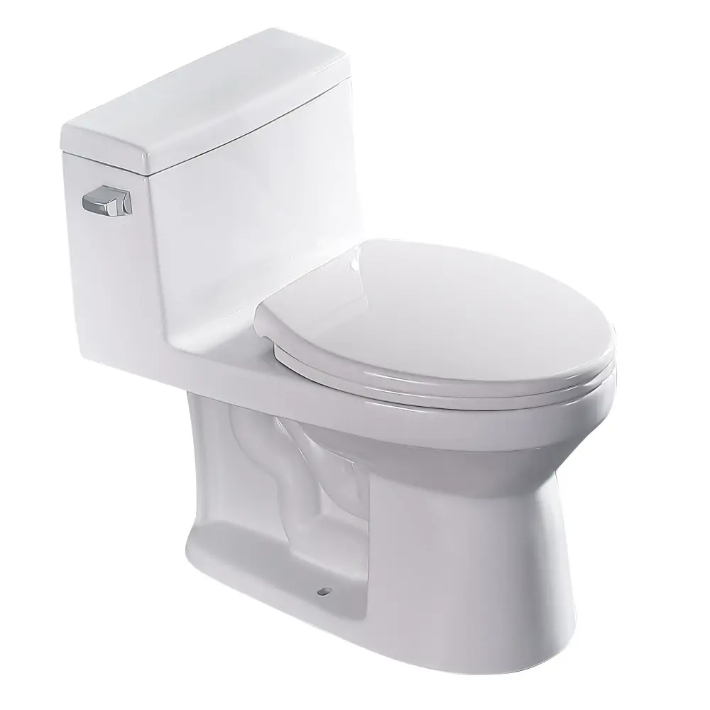 Sleek 1 Piece Toilet Single Flush And Soft Closing Seat - Pearl