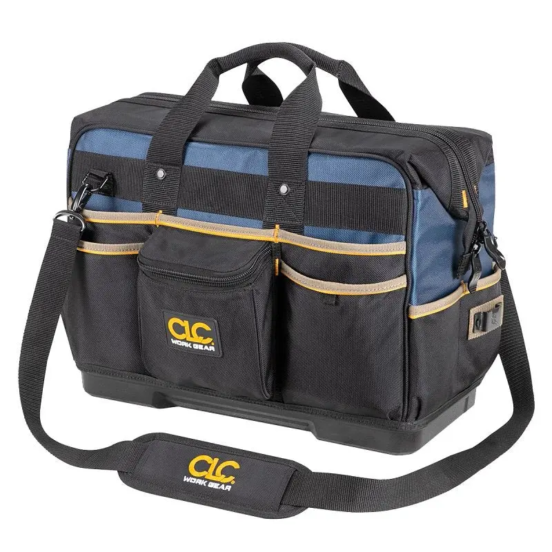 CLC TOOL WORKS PB1553 Molded-Base Contractor's Closed Top Tool Bag, 19 W, 9 D, 16 H, 29-Pocket, Durable textile