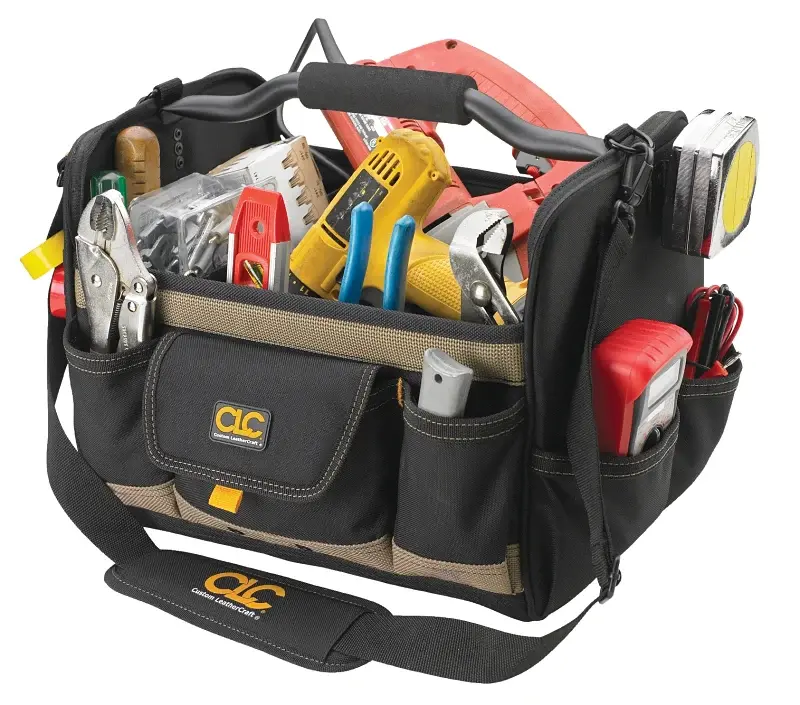 CLC Tool Works Series 1578 Open Top Tool Bag, 11 W, 11 D, 14 H, 21-Pocket, Polyester, Charcoal