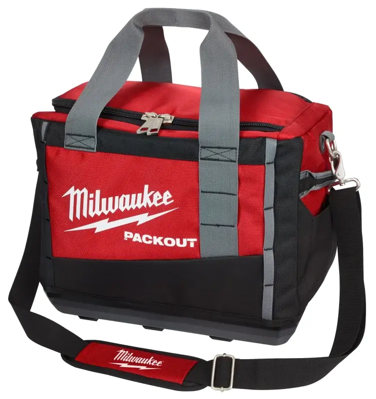 Milwaukee 48-22-8321 Tool Bag, 9.6 W, 15 D, 12.2 H, 2-Pocket, Poly-fiber, Black/Red