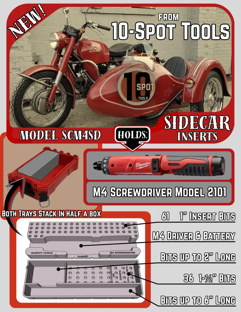 Pegboard Compatible Packout SideCar Insert M4 Screwdriver (ScM4SD)