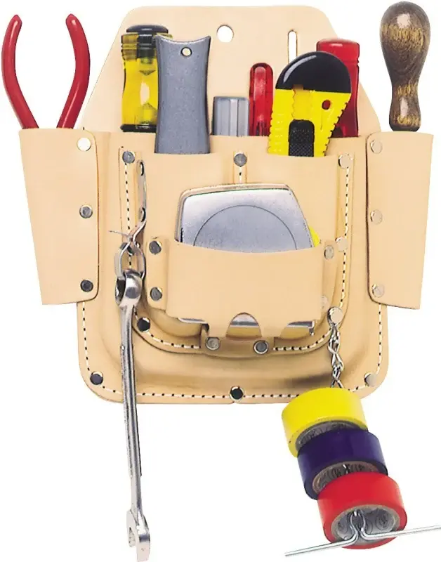 CLC Tool Works Series W438 Tool Pouch, 6-Pocket, Leather, Tan, 12 W, 20 H