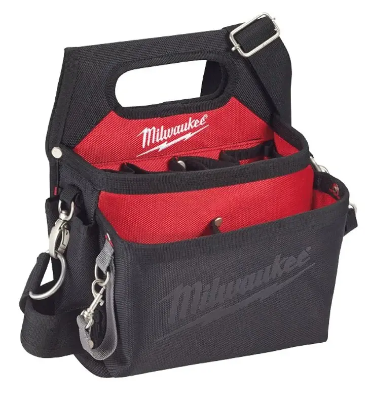 Milwaukee 48-22-8112 Work Pouch, 15-Pocket, Synthetic, Black/Red, 12.8 W, 3-1/2 H, 10-1/2 D