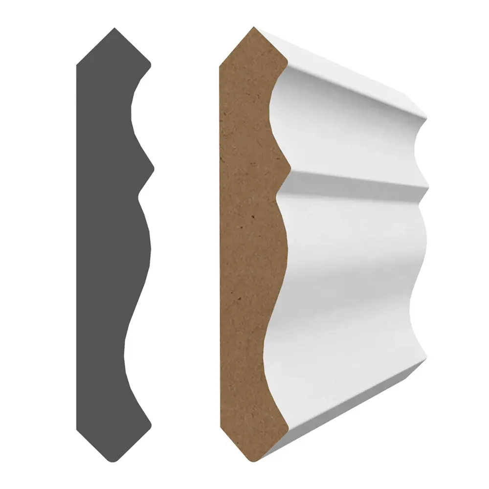 5/8'' x 3-1/4'' x 8' Ivory Primed MDF O'gee