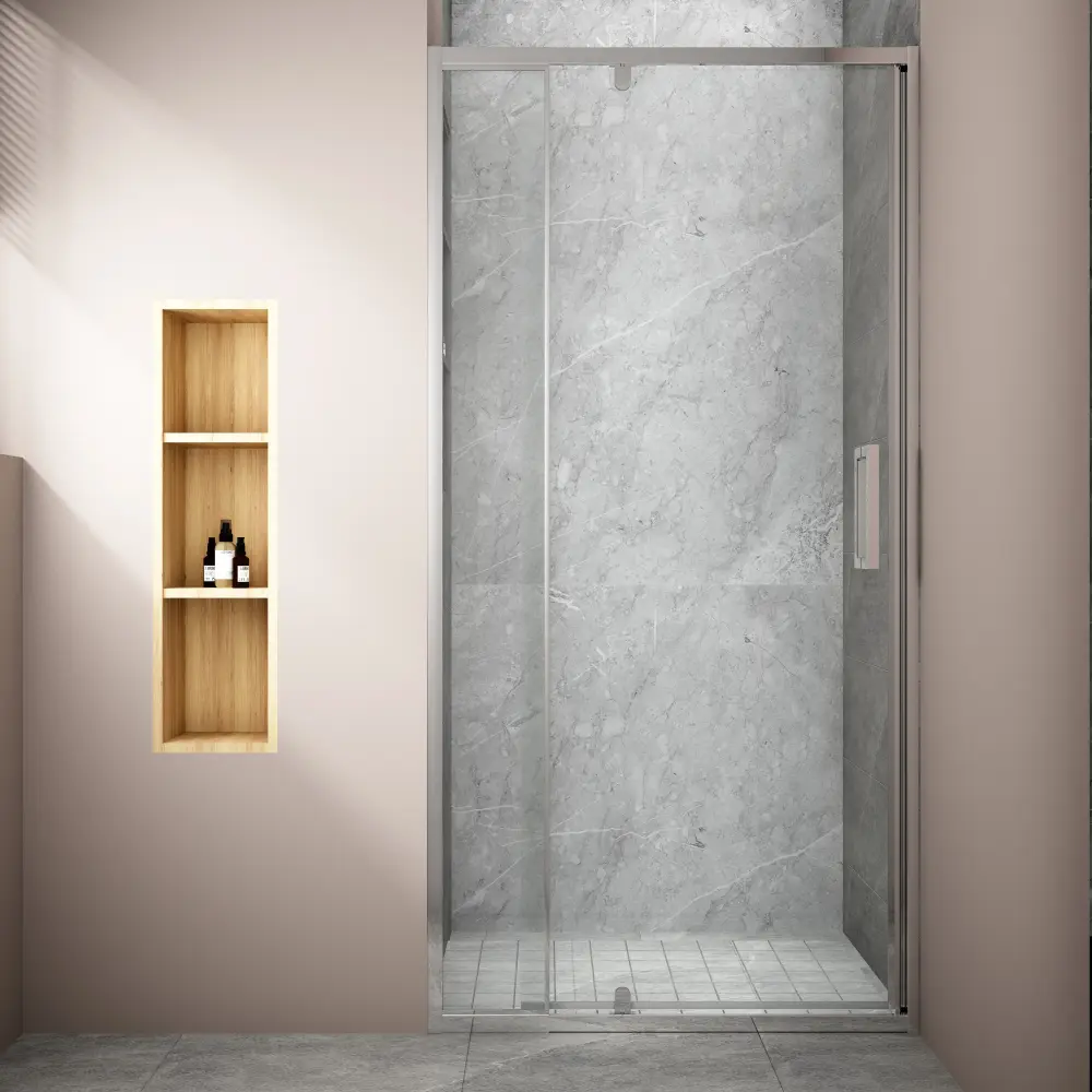 32-36 . W x 72 . H Pivot Swing Framed Shower Door Chromium Clear Glass