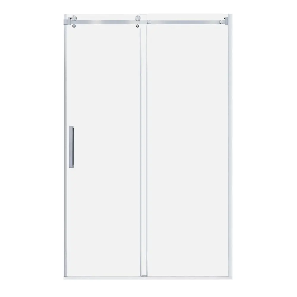 56-60 W x 76 H Sliding Shower Semi-Frameless Door ULTRA-B Glass-like Glass Brushed Nickel