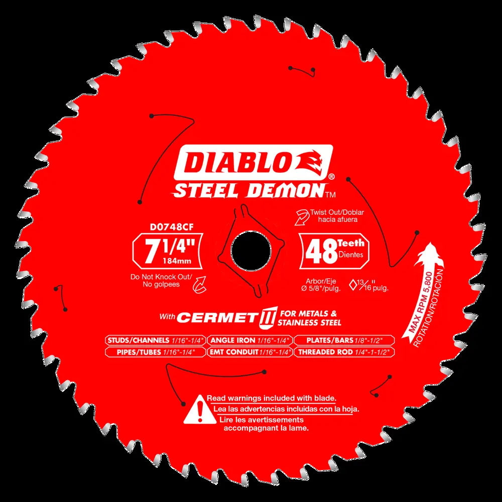 7-1/4 . x 48 Tooth Hardened Demon Cermet II Saw Blade Metals and Stainless Steel