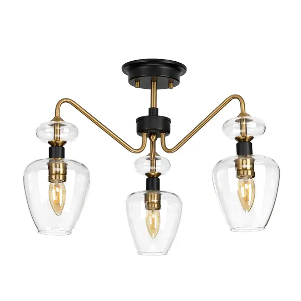 Armand 3 Ceiling Light - Aged Brass & Charcoal Midnight