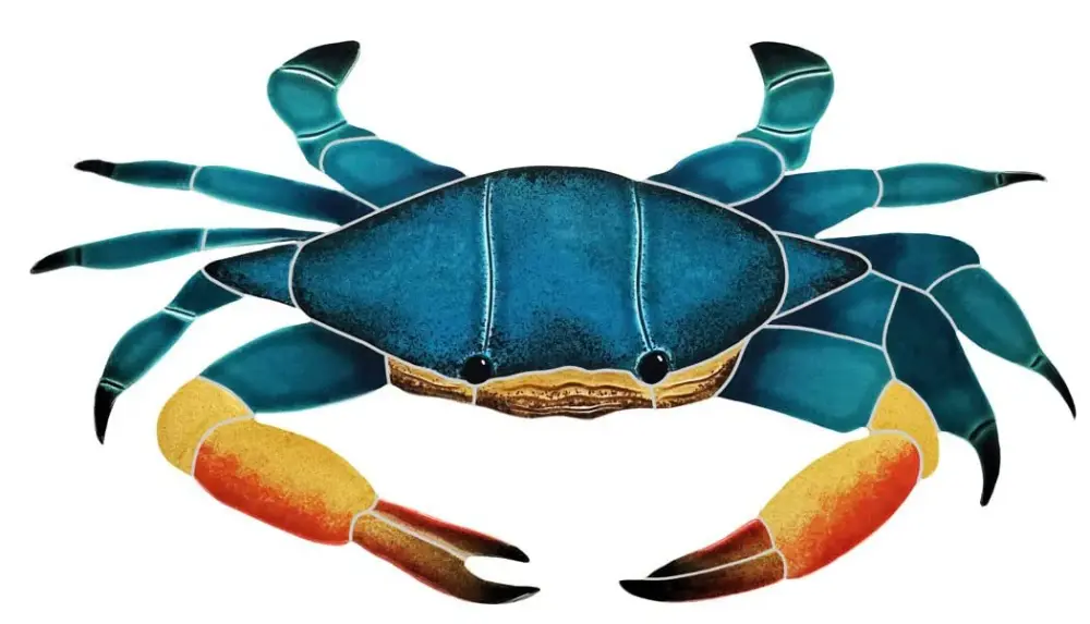Artistry Mosaics Cobalt Swimmer Crab Ceramic Swimming Pool Mosaic (7" x 12")