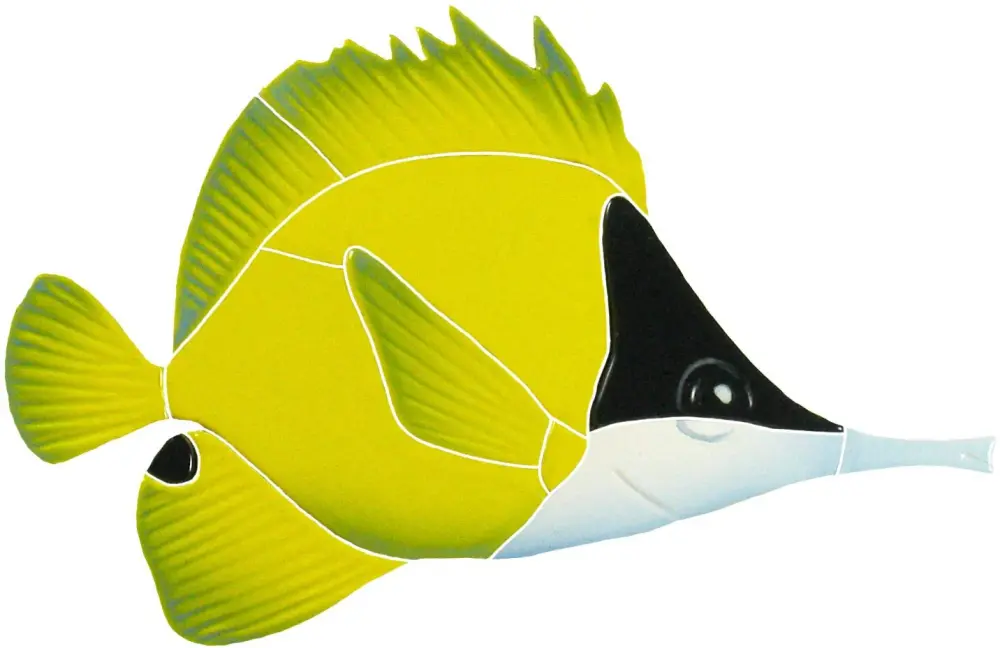 Artistry Mosaics Long Nosed Butterfly Fish Porcelain Swimming Pool Mosaic (6" x 8") Work Light