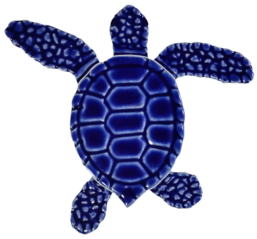 Artistry Mosaics Mini Loggerhead Turtle Clay Swimming Pool Mosaic (Style C - 4", Blue)