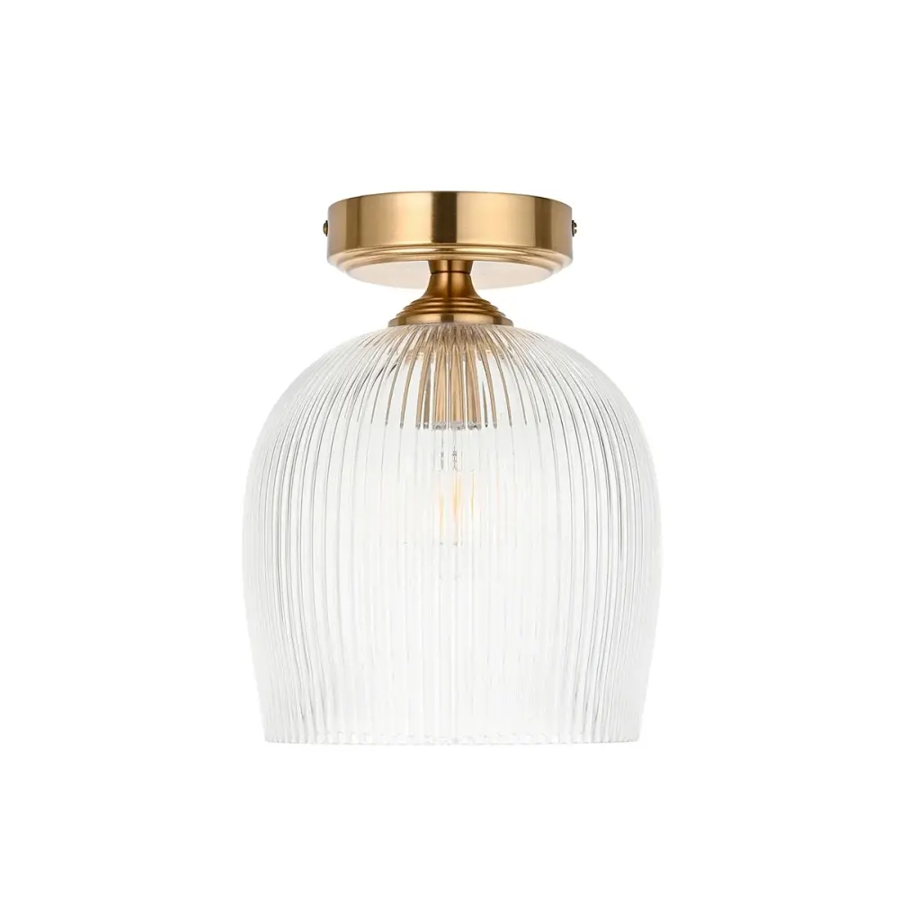 Ashcroft Ribbed Ceiling 1 Light - Textured Aged Brass