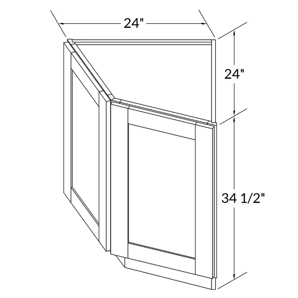 Base End Kitchen Cabinet BECF24 Danbury Cobalt LessCare 24 . width 34.5 . height 24 . depth