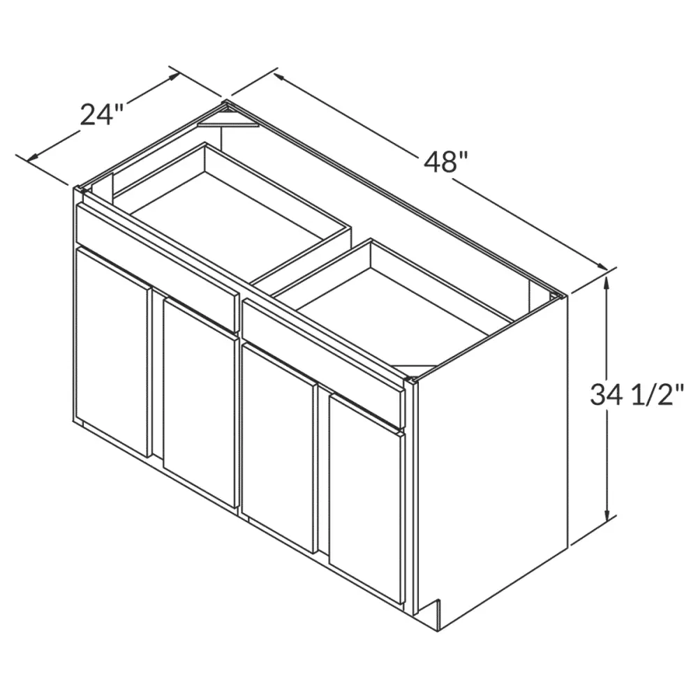 Base Kitchen Cabinet B48 Newport LessCare 48 . width 34.5 . height 24 . depth