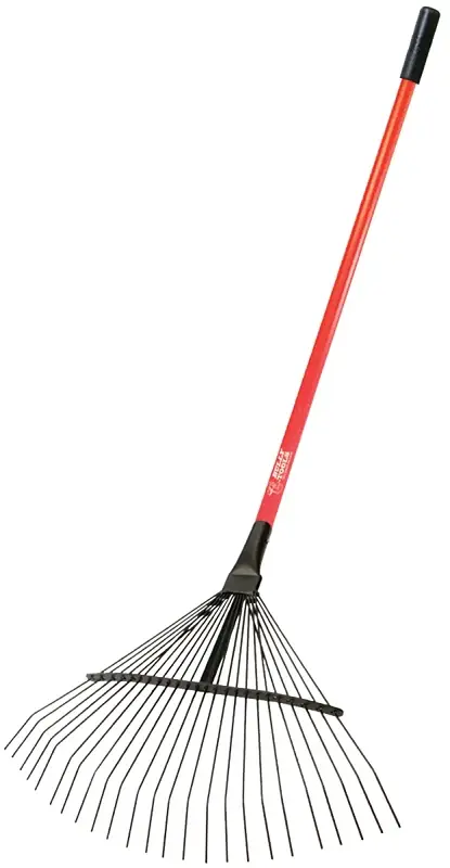 BULLY Tools 92312 Thatching and Leaf Rake, Steel Tine, 24-Tine, Grp Handle, 50 L Handle - 20V