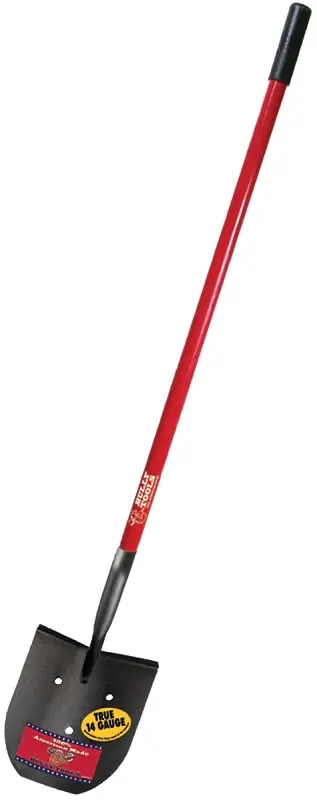 BULLY Tools 92704 Rice Shovel, 9-1/4 W Blade, 14 ga Gauge, Hardened Blade, Fiberglass Handle, Long Handle