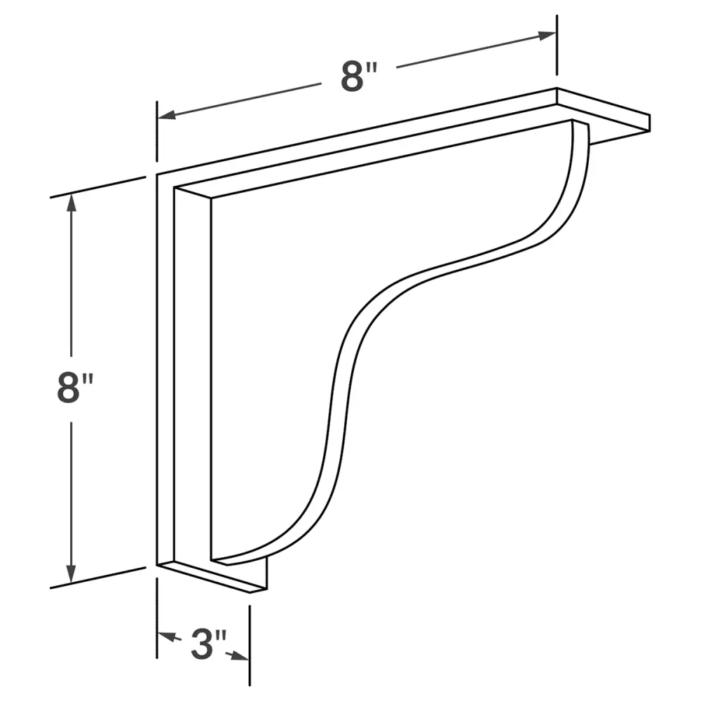 Countertop Support Molding Bar Bracket Milan Slate 3 . width 8 . height 8 . depth Drywall Installation